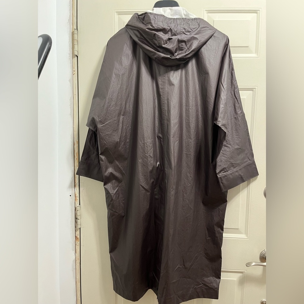 Zara Water&WindProof Unlined Coated Canvas Hooded Oversized Long Trench - Picture 3 of 16